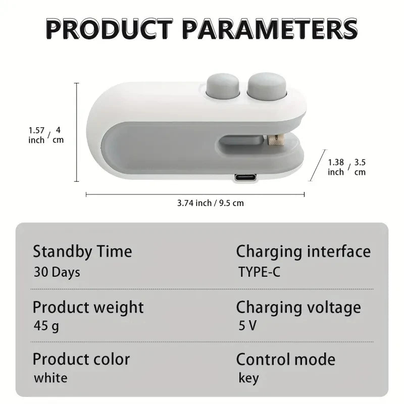 Portable Rechargeable Mini Sealer For Plastic Bags | Handheld Heat Sealing Machine