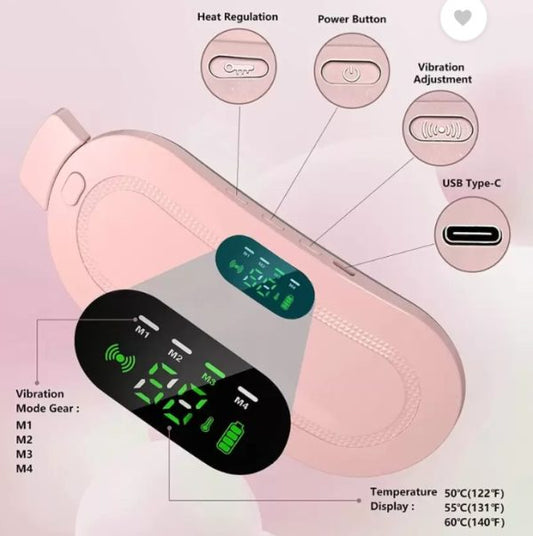 Electric Period Heating Pad Belt – 3 Heat & 4 Massage Modes with Box