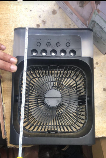 Multi-Function Portable Desktop Air Cooler Fan with LED Lighting, Adjustable Speed, and Built-in Humidifier Mist