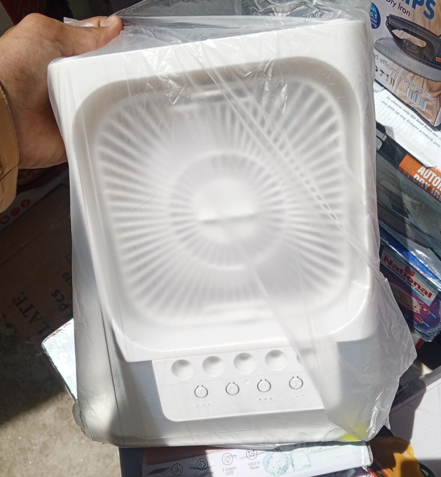 Multi-Function Portable Desktop Air Cooler Fan with LED Lighting, Adjustable Speed, and Built-in Humidifier Mist